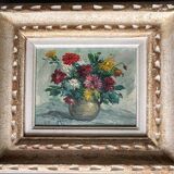 Painting - oil on canvas still life with dahlias
