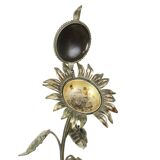 Grand cendrier tournesol en bronze argenté S. Agudo 62 cm