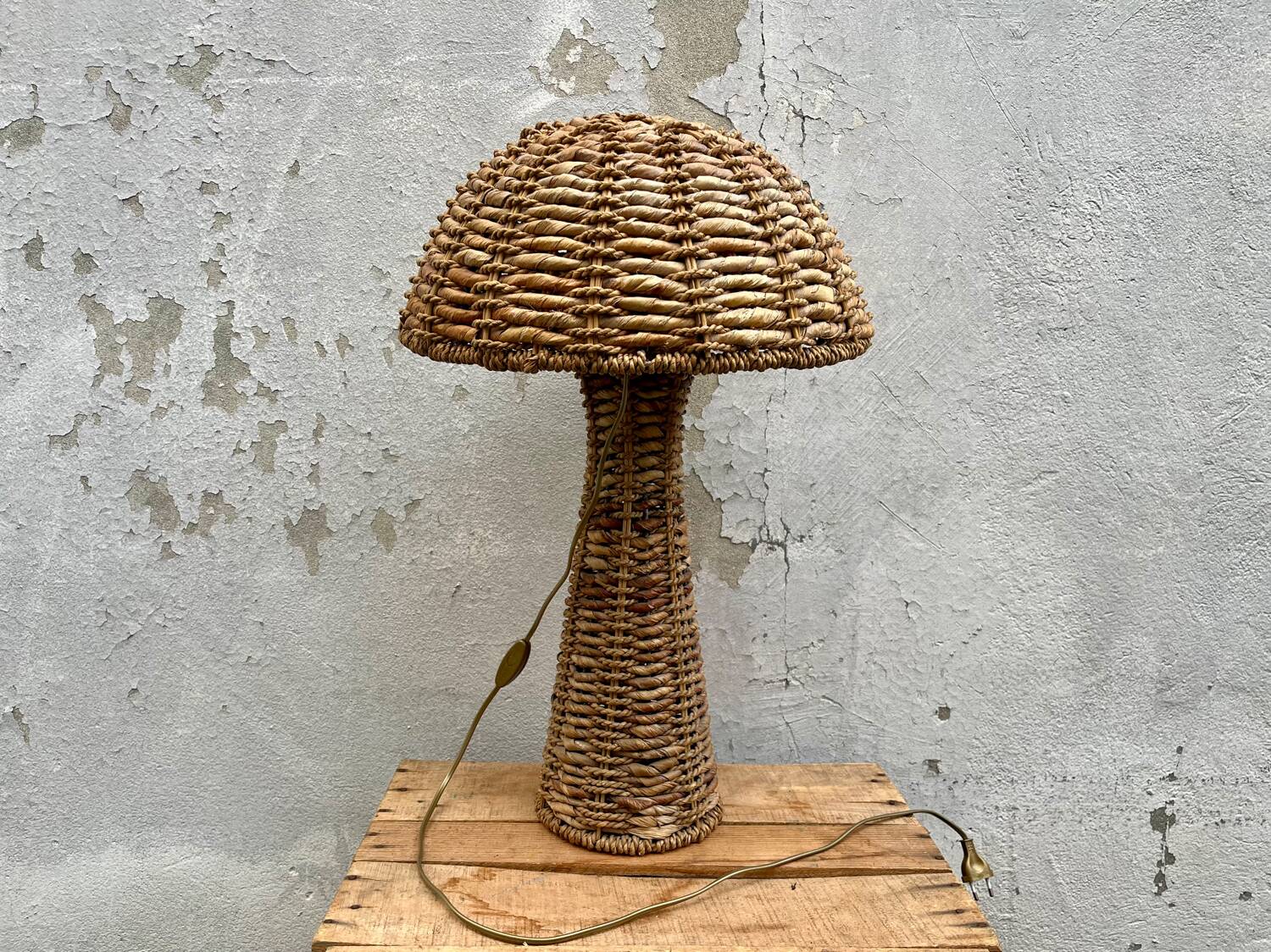 Vintage rattan tropical floor lamp