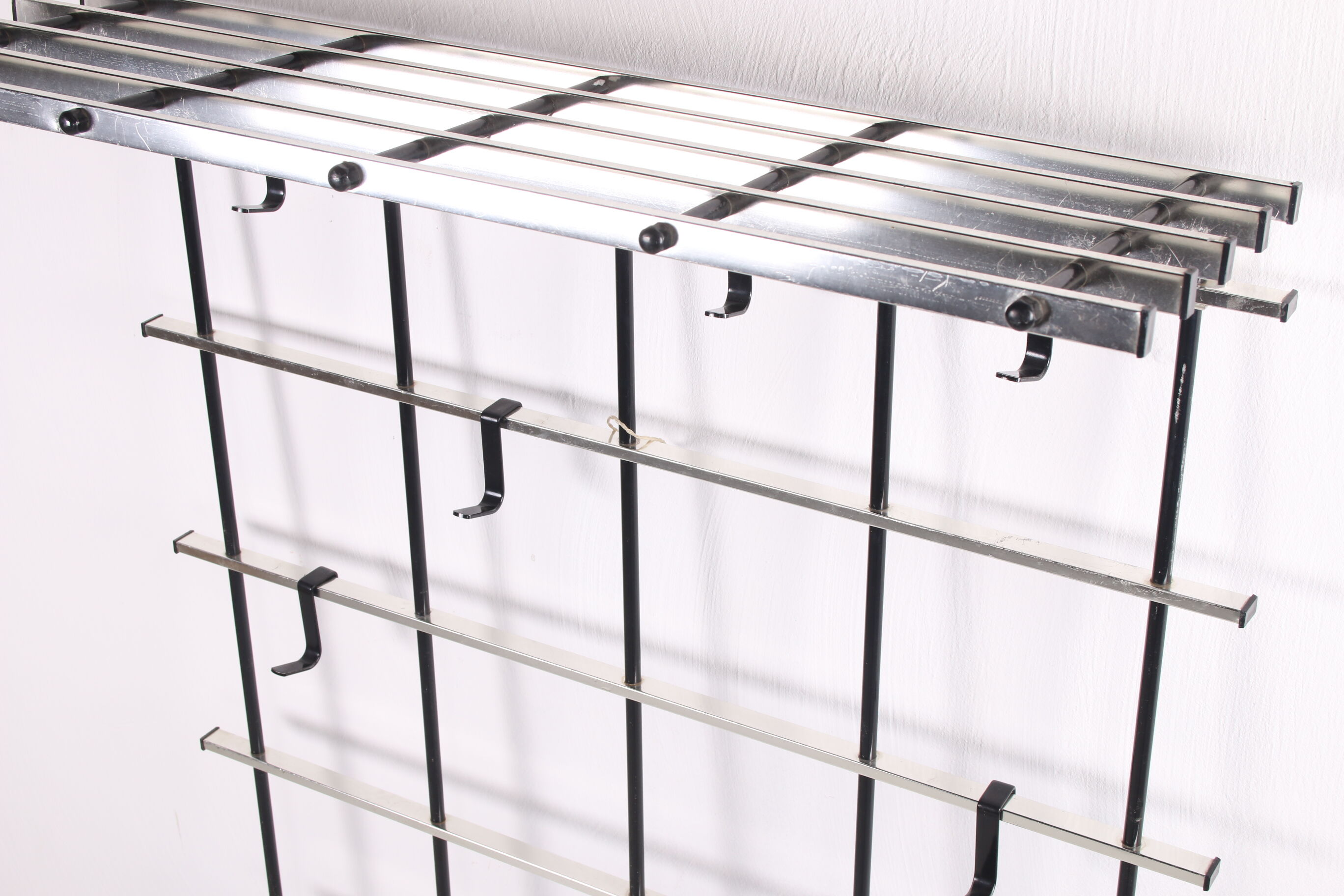 Vintage chrome color aluminum wall coat rack 1950s