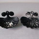 Set of 2 old soap holders cast iron shell 13 cm