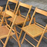 5 or 6 Scandinavian folding cane chairs 1970
