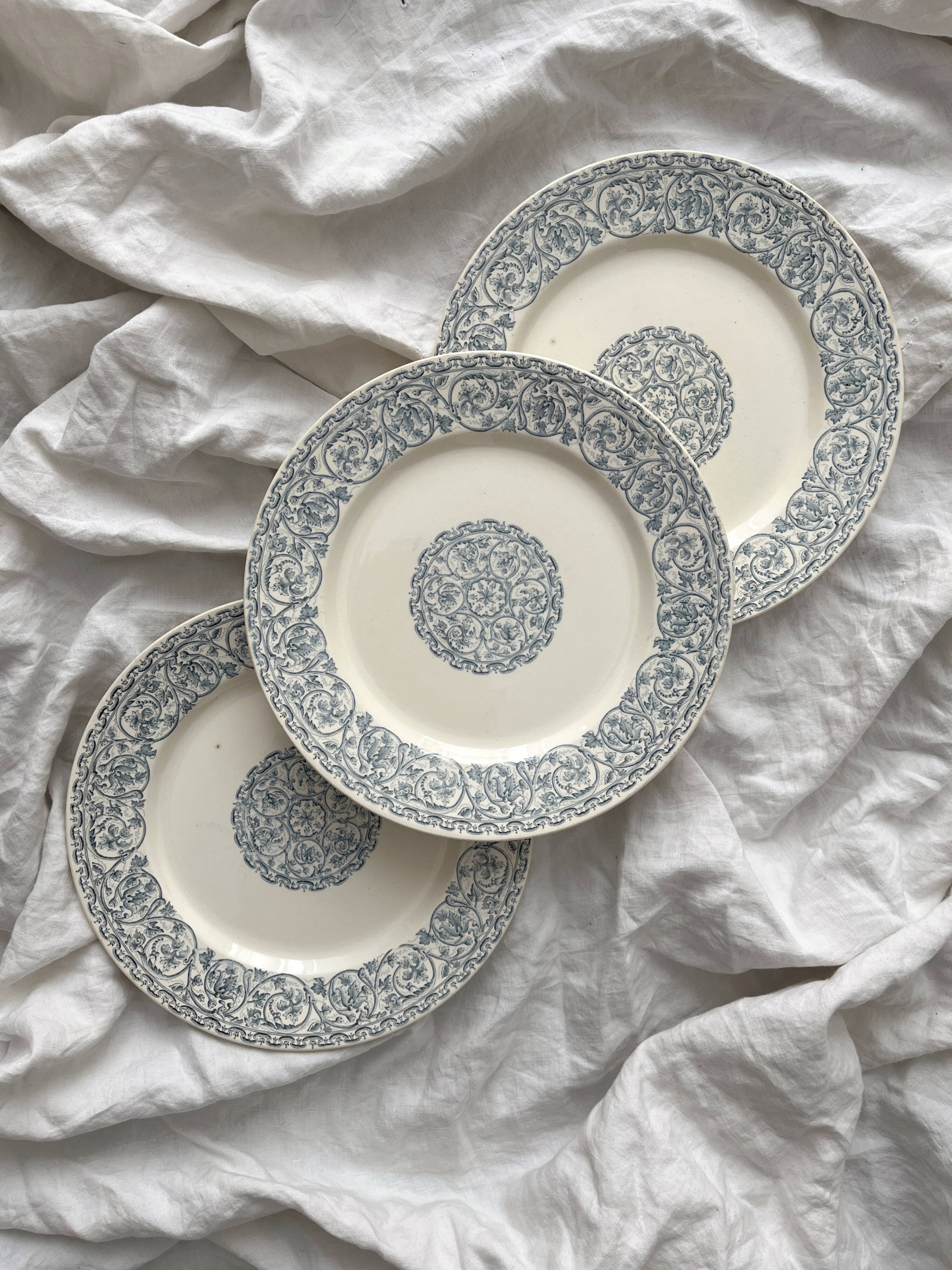 3 ironstone "Renaissance" plates from Creil and Montereau