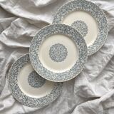 3 assiettes plates en terre de fer "Renaissance" Creil et Montereau