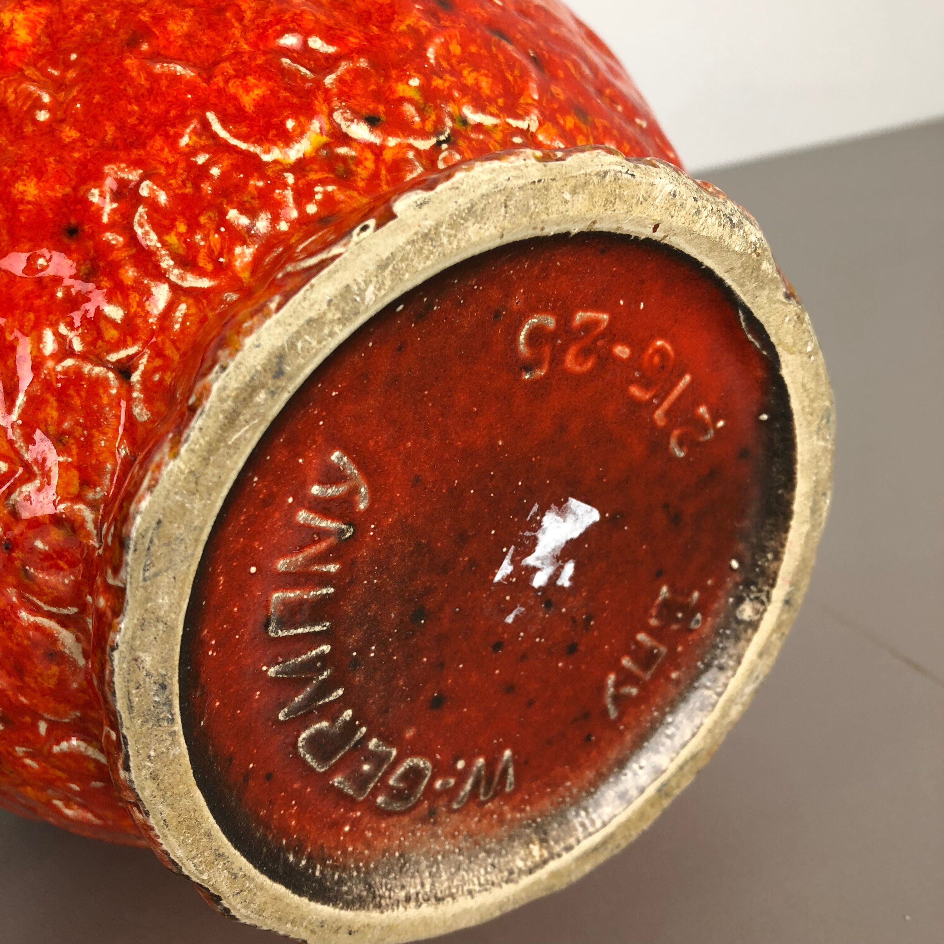 Set of 2 Multi-Color Fat Lava Op Art Pottery Vase Made Bay Ceramics, Germany