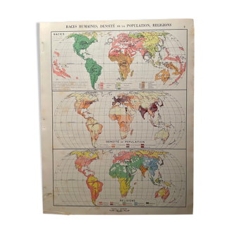 Map and photographic plate on human races from 1951