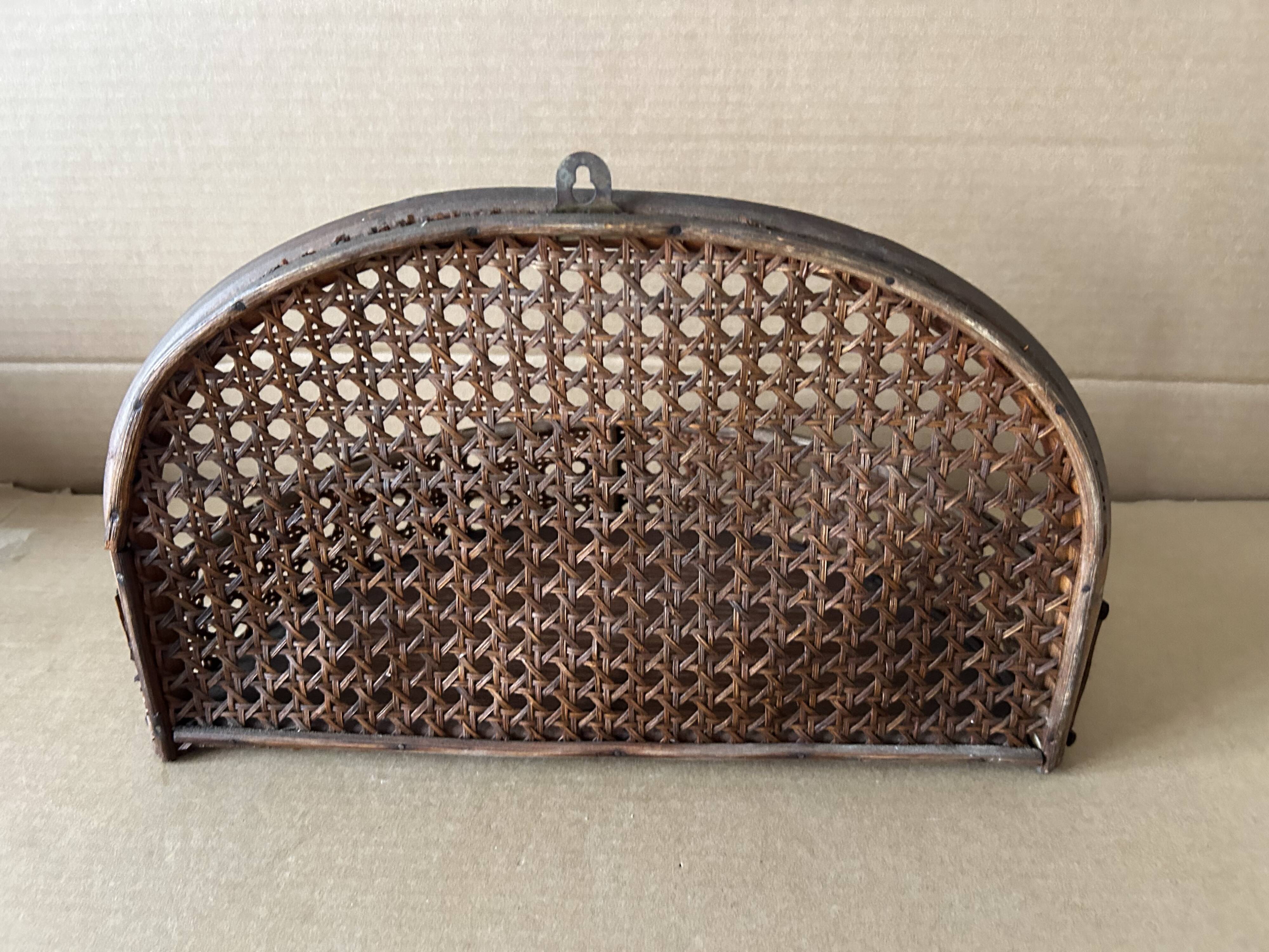 Antique cane wall shelf
