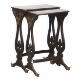 Set of 2 vintage Japanese lacquered side tables