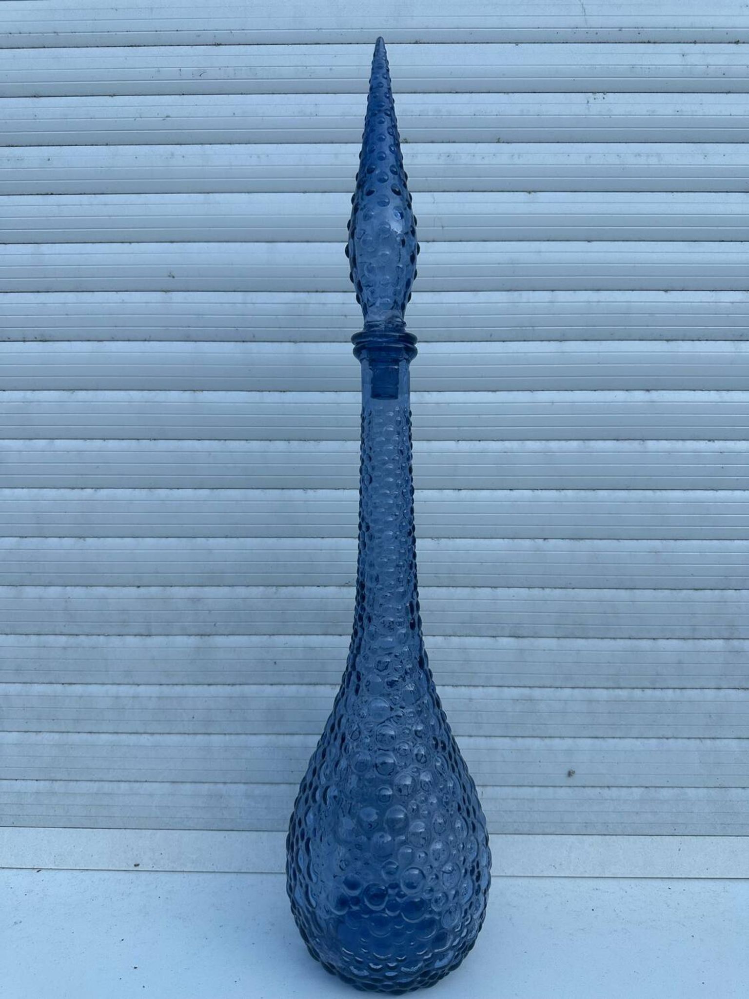 Carafe empoli violet mauve petits bulles hobnail