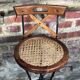 Bar chairs/stool (4) made of wood and wrought iron canned seats