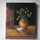 Small oil painting on canvas still life bouquet of flowers