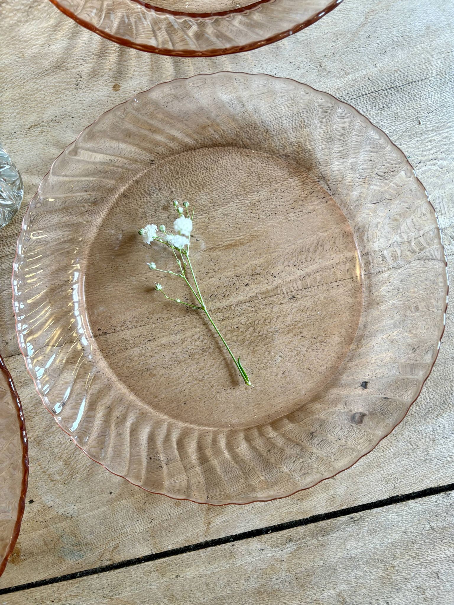 Set of 6 vintage Arcoroc rosaline dessert plates