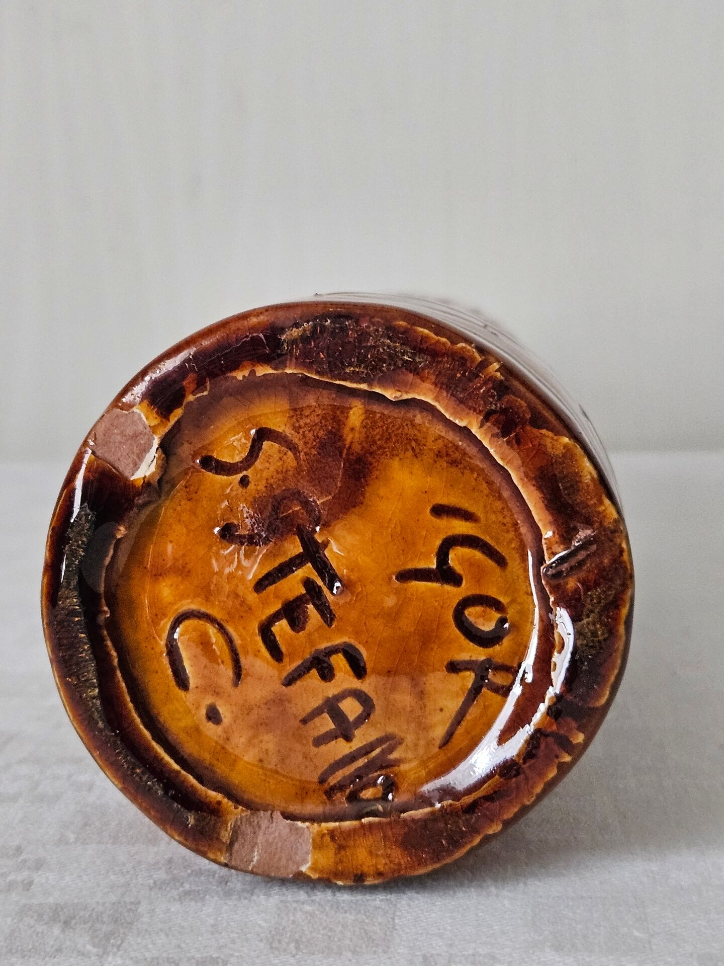 Vase bouteille italien signé, 1950-60