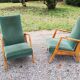 Paire de fauteuils des années 50 GMC pieds compas