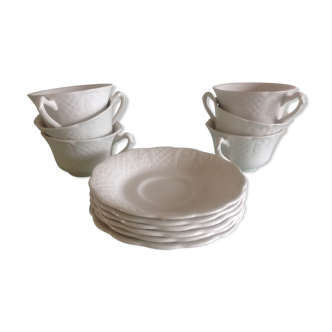 Suite of six cups in white earthenware by Royal Cauldon