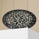 Black ceramic plate with beige geometric relief - 1970s Italian mid-century design