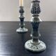Pair of green ceramic candlesticks