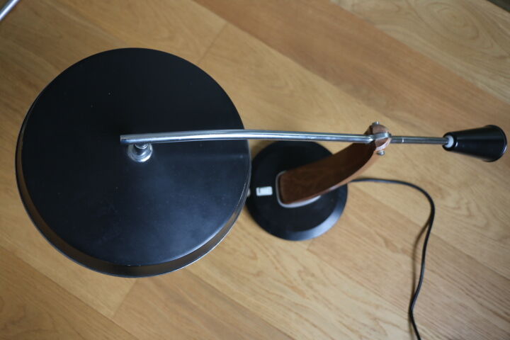 Fase black desk lamp from the 50s with reflector