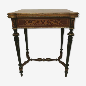 Game table Napoleon III Console Marquetry, 19th century