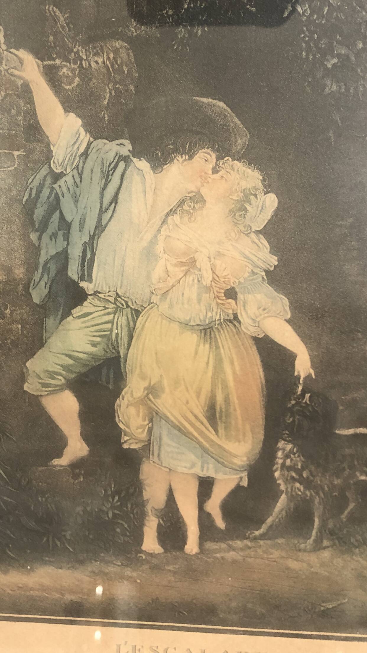 Old louis XVI style frame engraving climbing