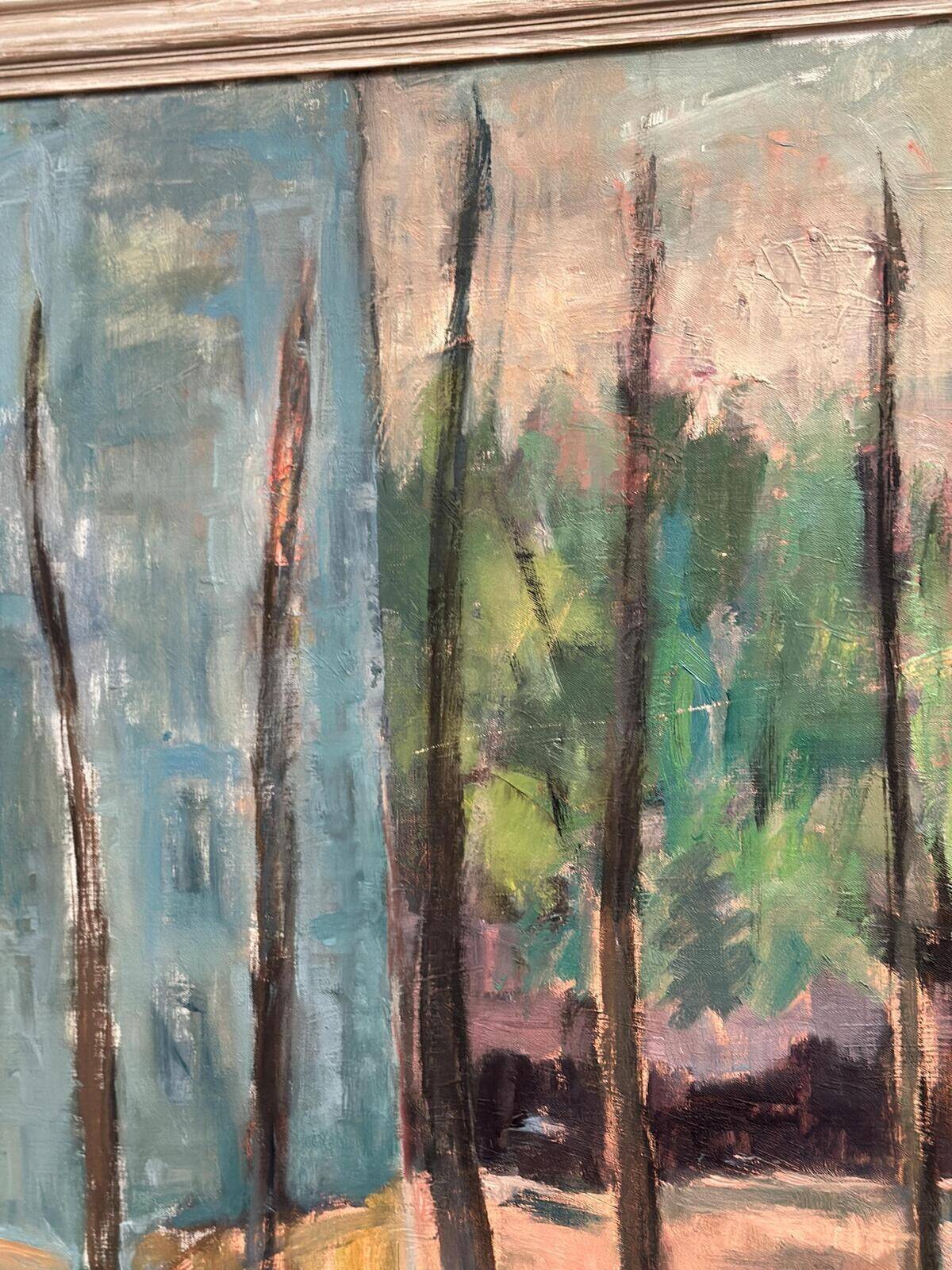 Huile sur toile suédoise du milieu du siècle – « Arbres » par Ingeborg Strangell – Vintage et encadrée