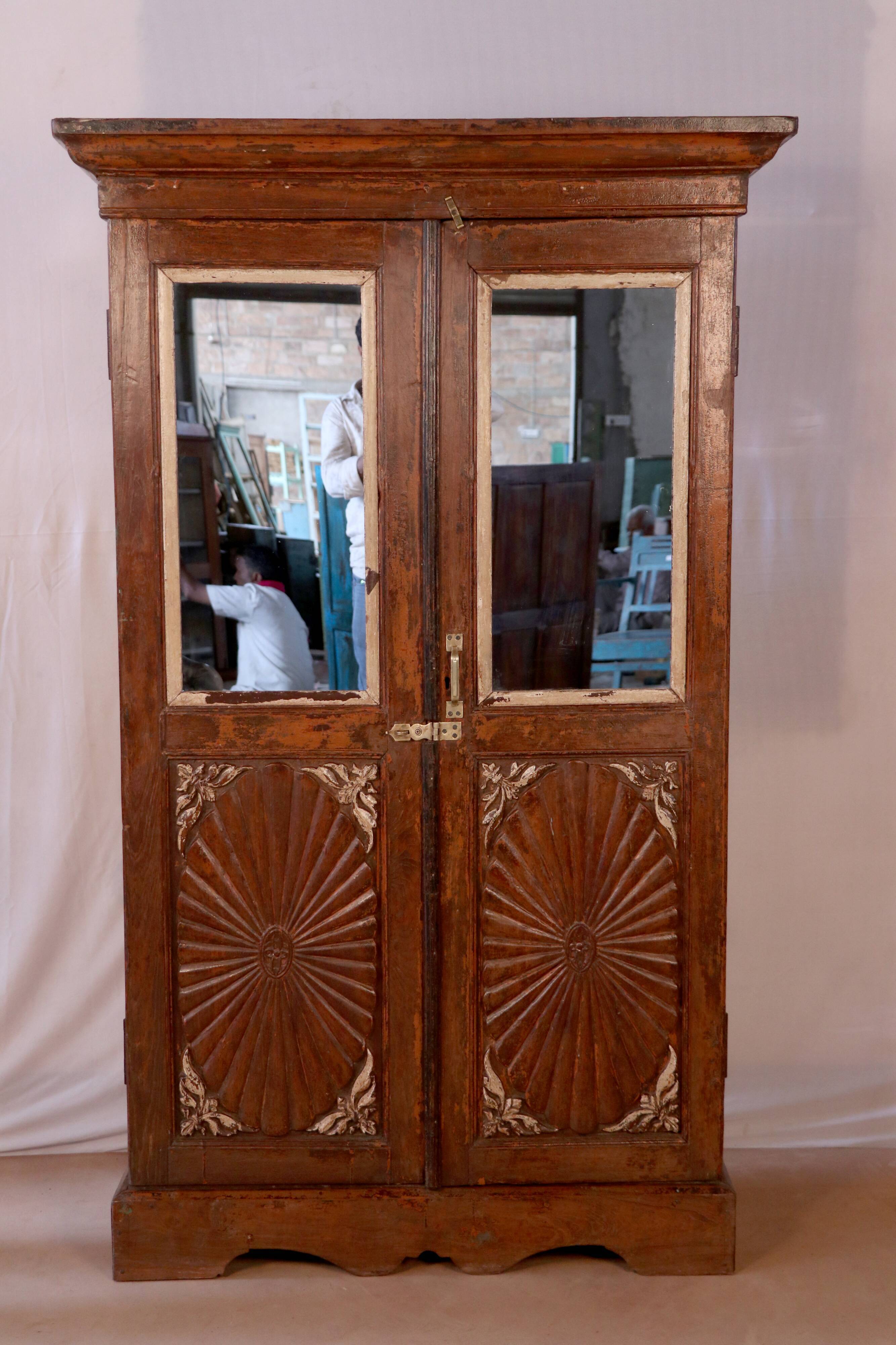 Old wardrobe art deco bookcase in burmese teak