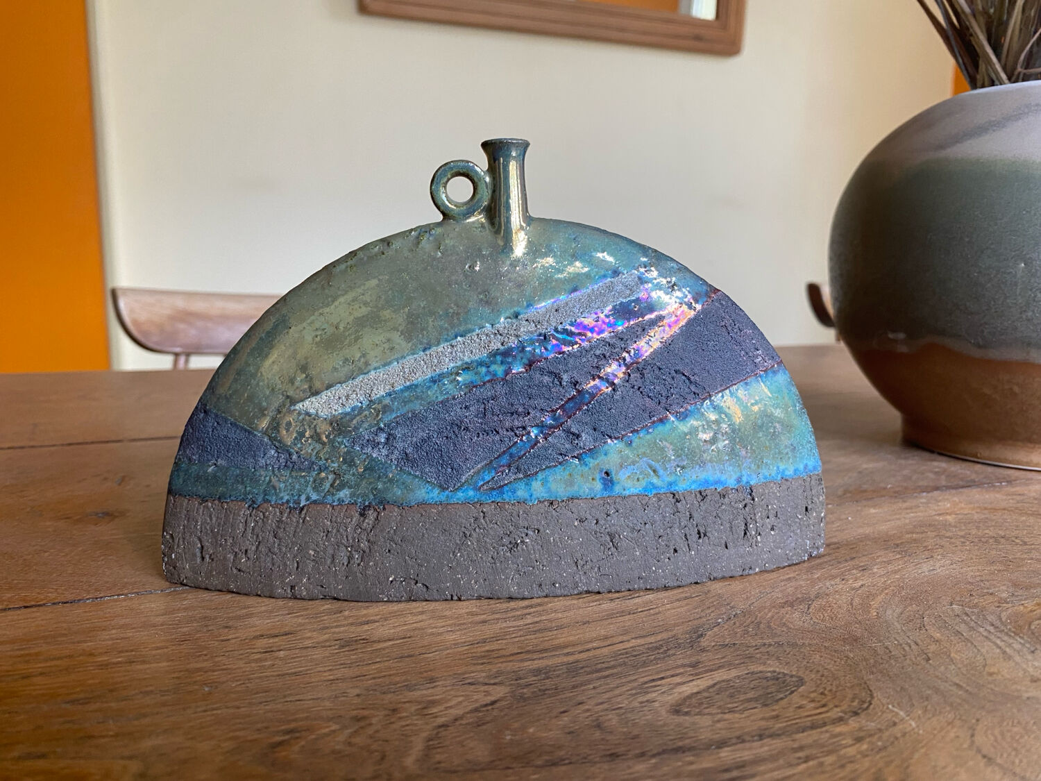 Handcrafted raku vase