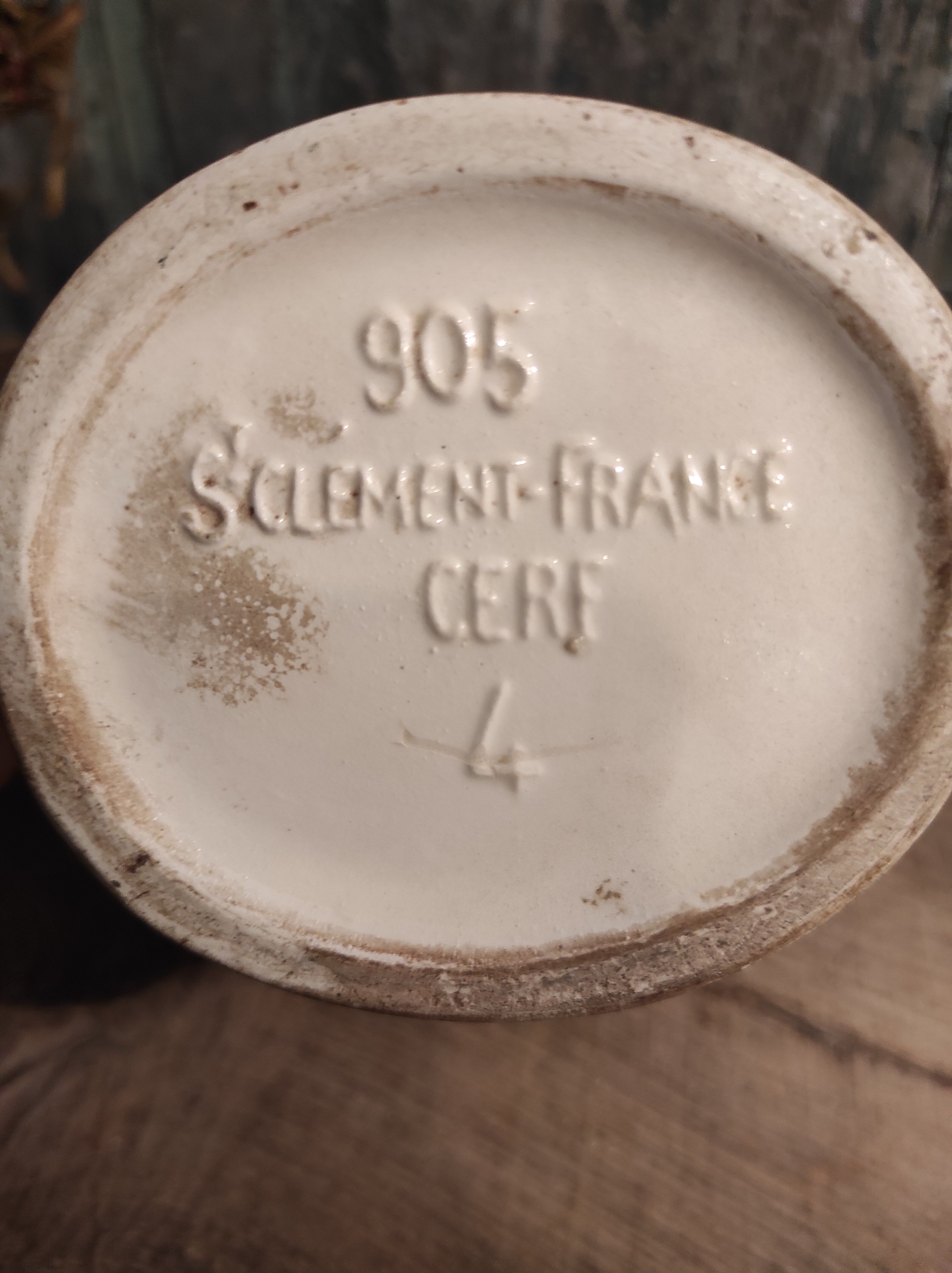 French vintage pitcher of St Clément, with a deer