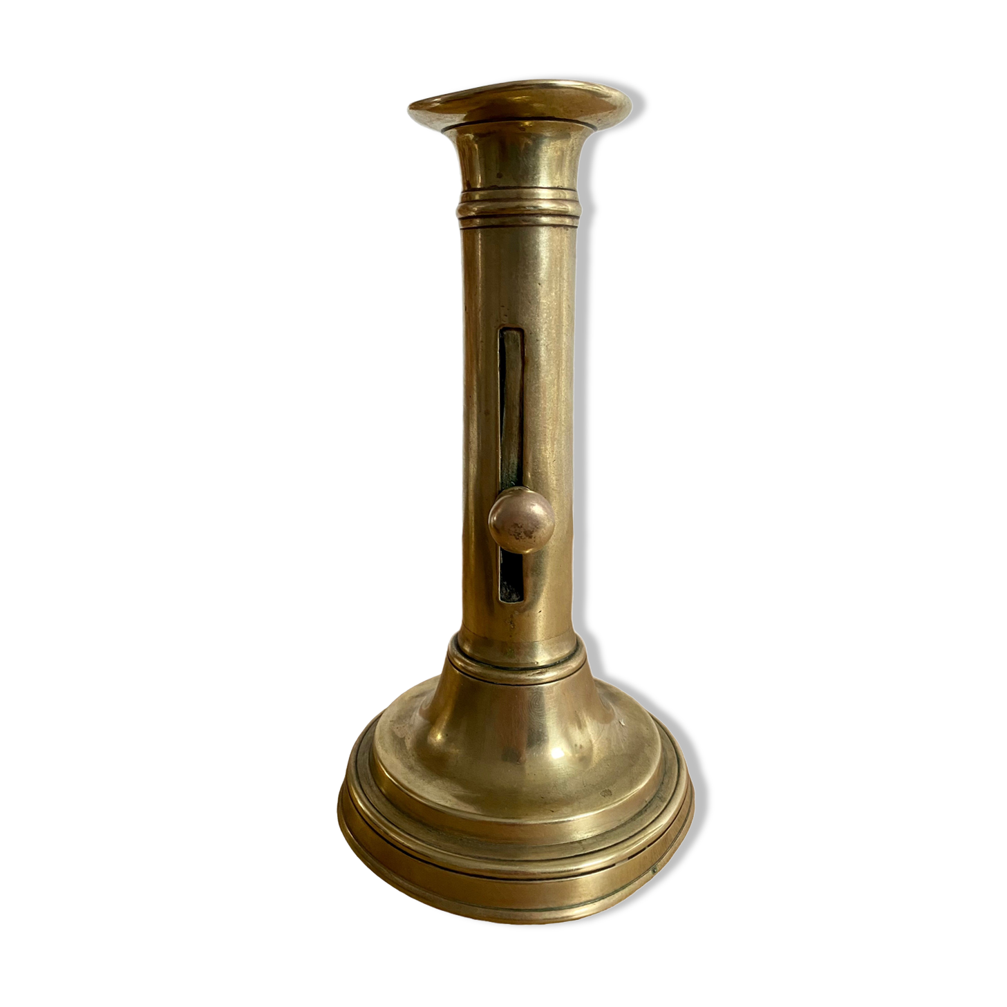 Nineteenth-century brass pull-out candle holder