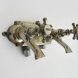 Ancien robinet de baignoire chaud-froid en bronze argenté vintage 1920