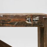 Industrial small stepladder in wood with old layers of paint, Belgium ca. 1920