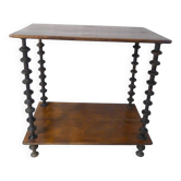 Étagère ancienne en bois avec bobines DMC – Meuble d’appoint industriel