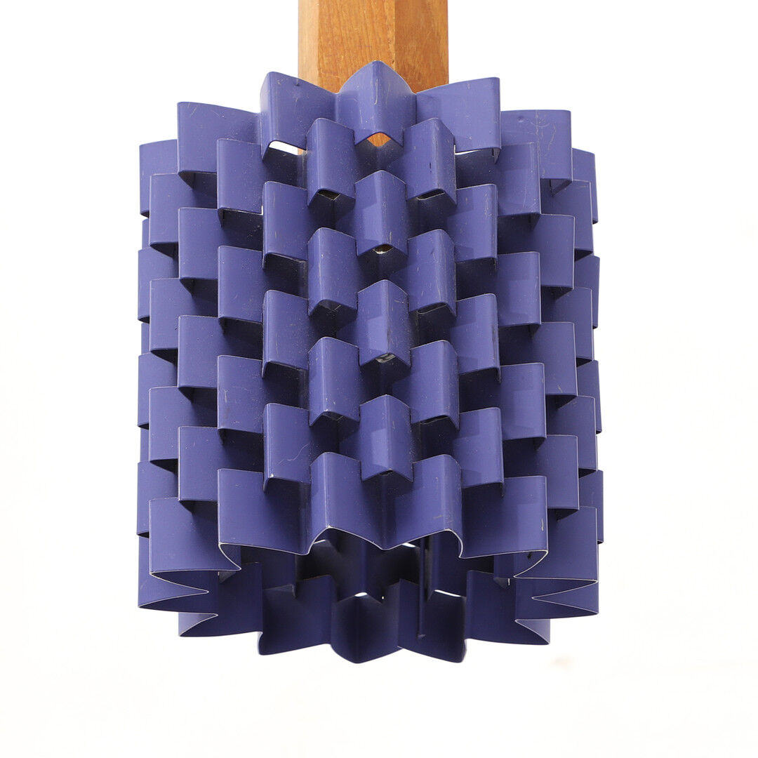 Suspension in purple lacquered metal and teak