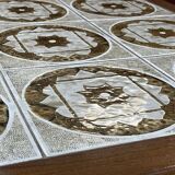 1970s teak coffee table with tiled top