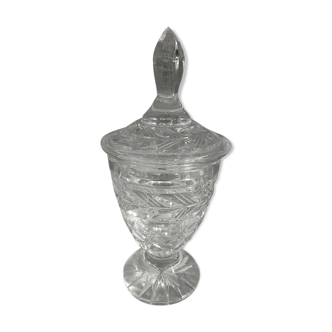 Bonbonnière en cristal taillé h 33 cm