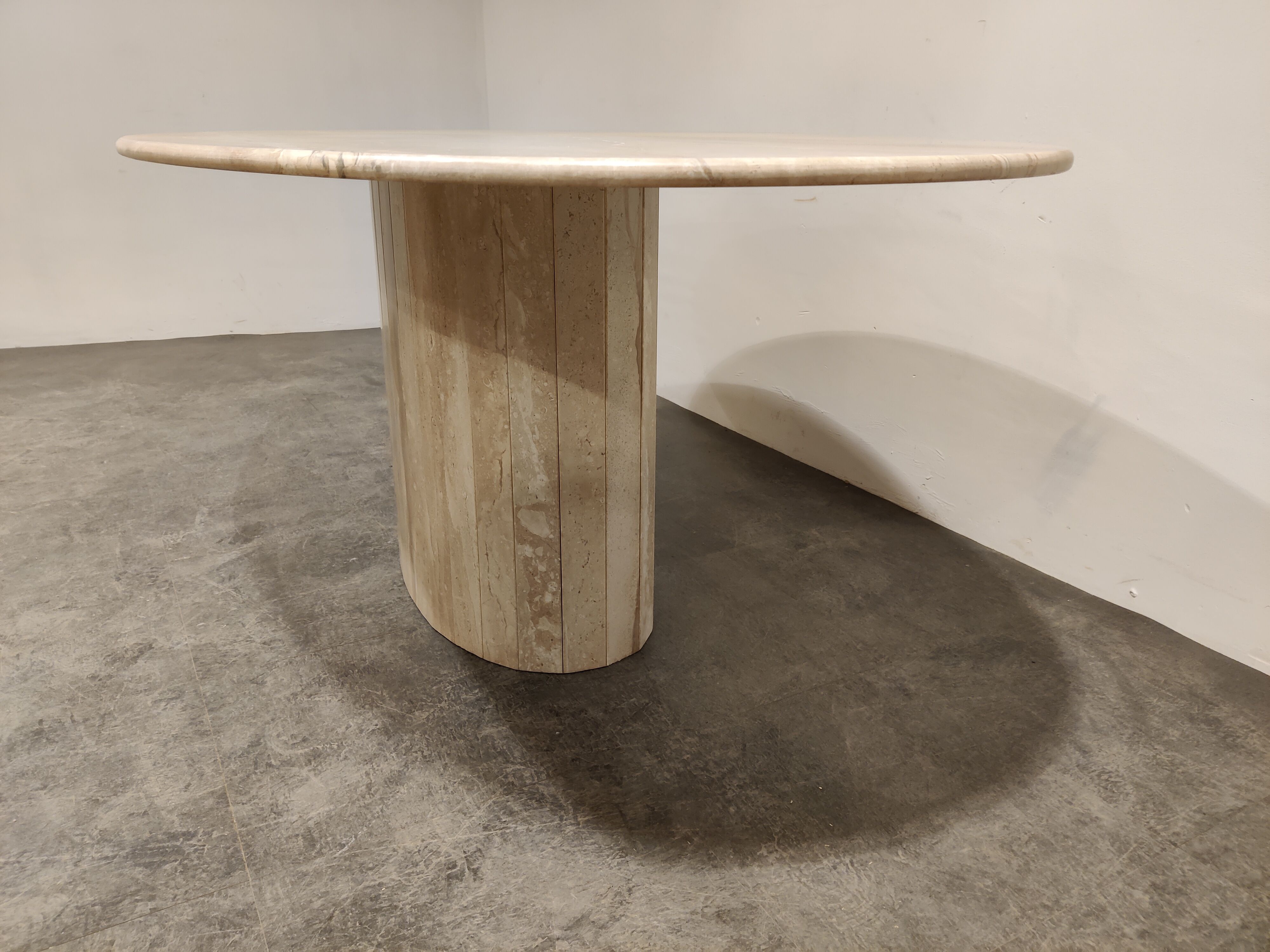Vintage oval travertine dining table, 1970s