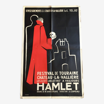 Affiche Hamlet Festival de Touraine à Vaujours 1957