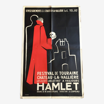 Poster Hamlet Festival de Touraine in Vaujours 1957