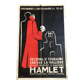 Poster Hamlet Festival de Touraine in Vaujours 1957