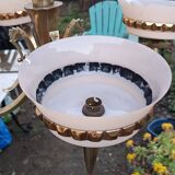 lustre art déco 4 feux bronze et opaline