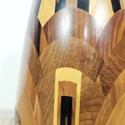 Monumental wooden floor vase / intarsia / wood mosaic / Africa / 1950s–1960