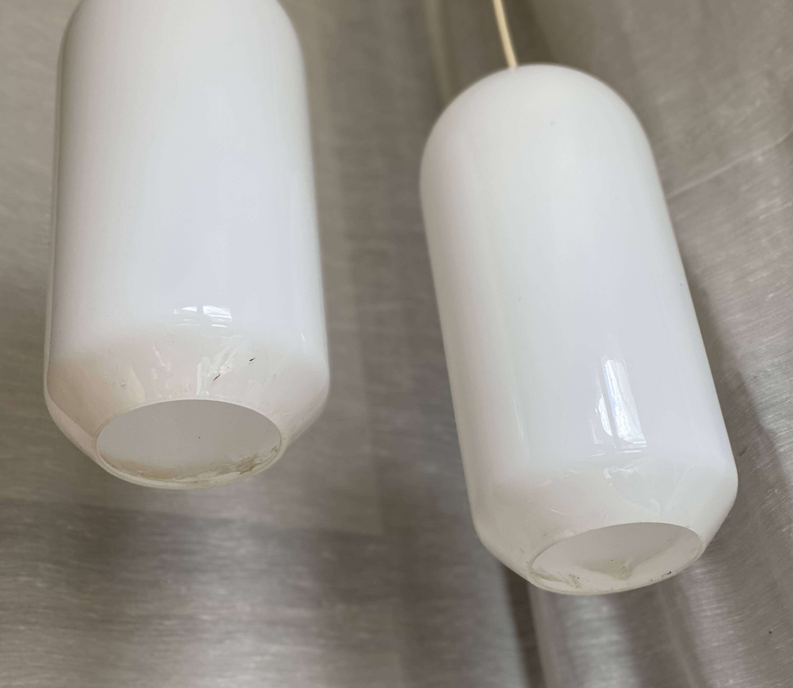 Vintage 1970 opaline suspension pair cigar shape