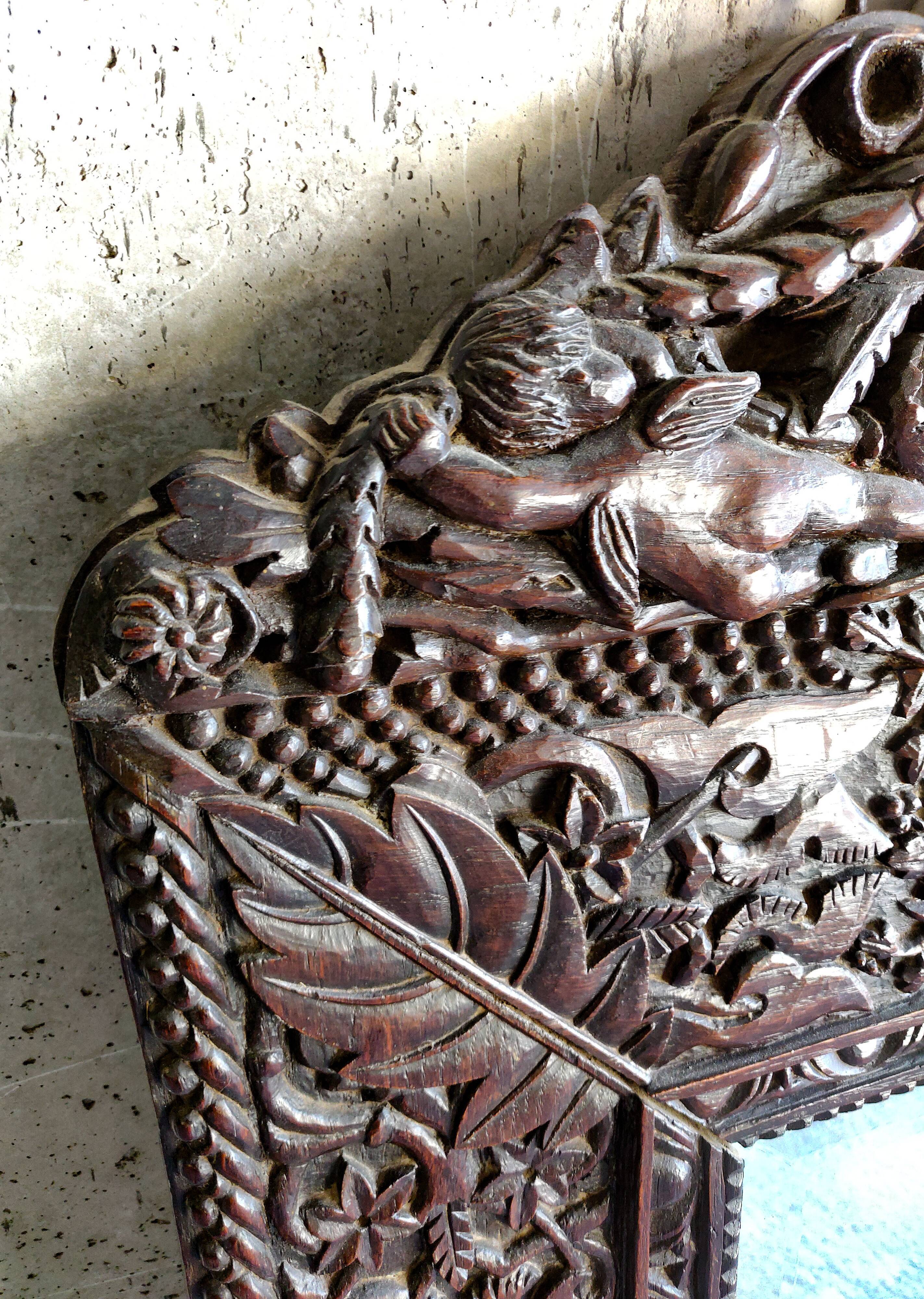 Spanish Renaissance mirror oak XIXth 137cm