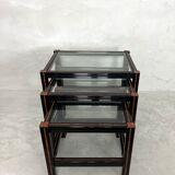 Set de 3 tables gigognes vintage noir