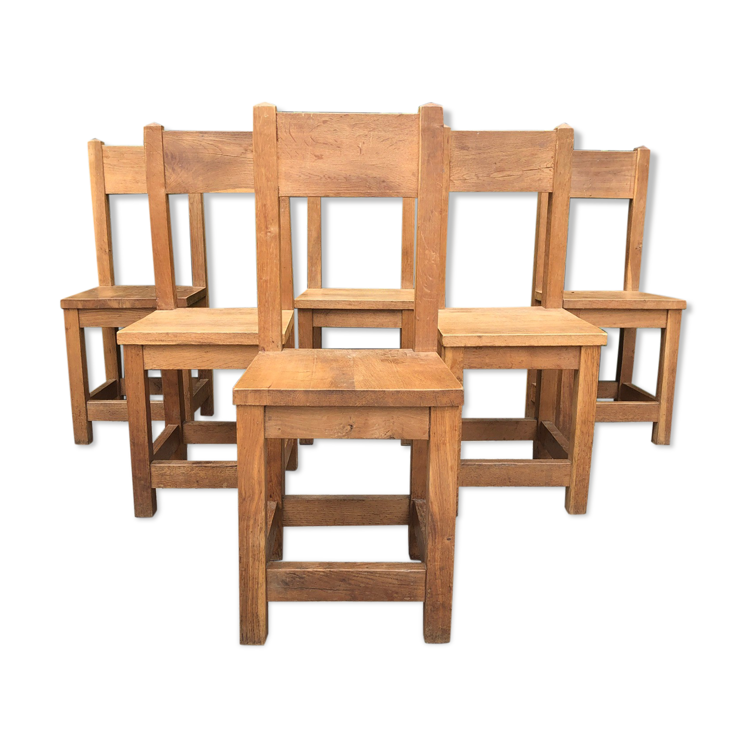 6 solid oak chairs