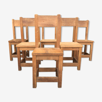 6 chaises en chêne massif