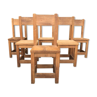 6 solid oak chairs