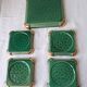 Ceramic trivets and glasses from Poët-Laval. Vintage