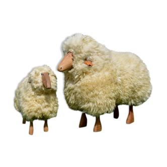 Set of two Wool Sheeps Sculpture by Hans-Peter Krafft for Meier Germany