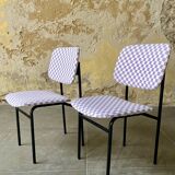 Lilac checkerboard chairs - Guermonprez style